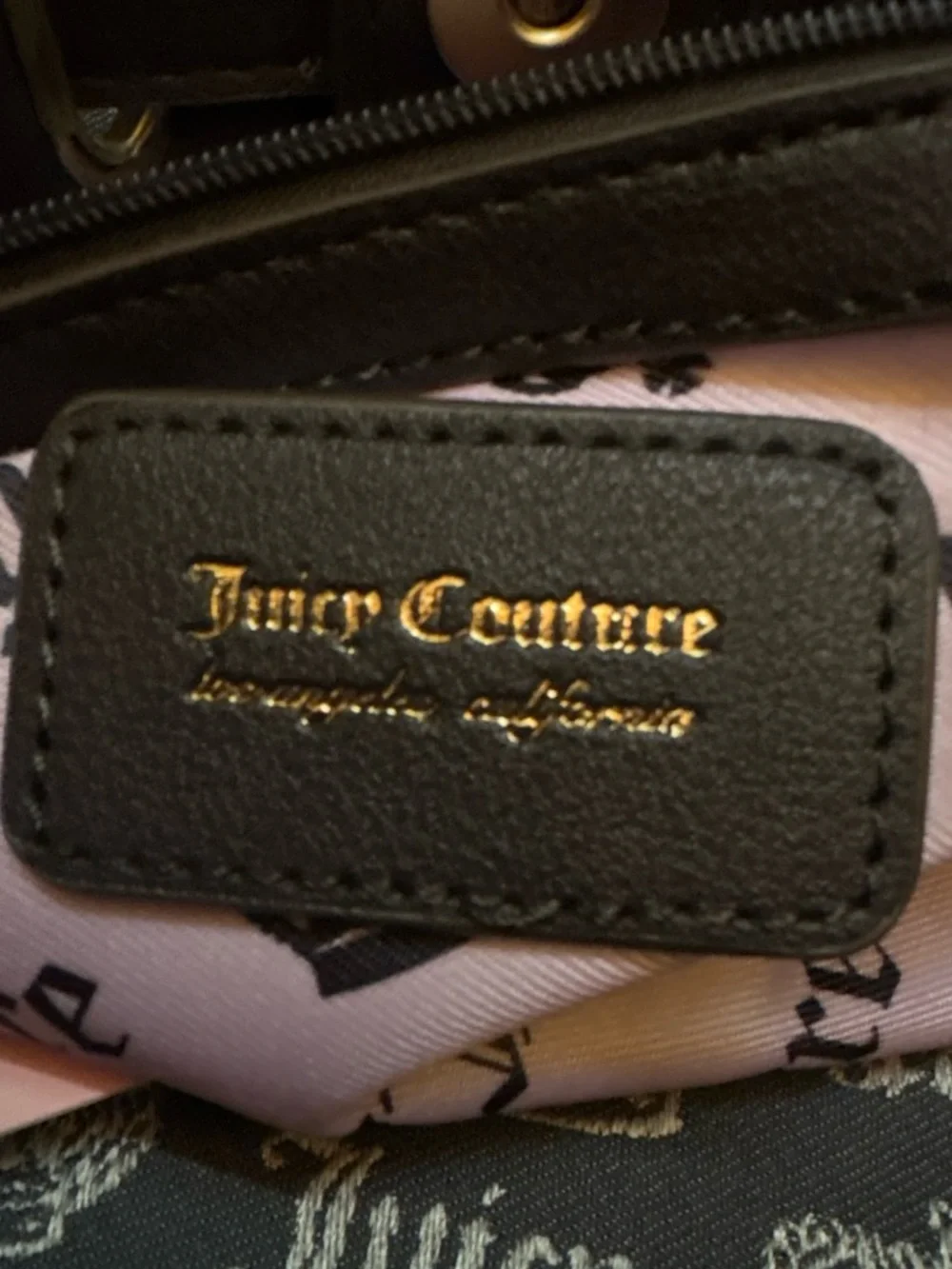 Juicy Couture Gray Logo Satchel with Dark Brown Trim and Bow Charm